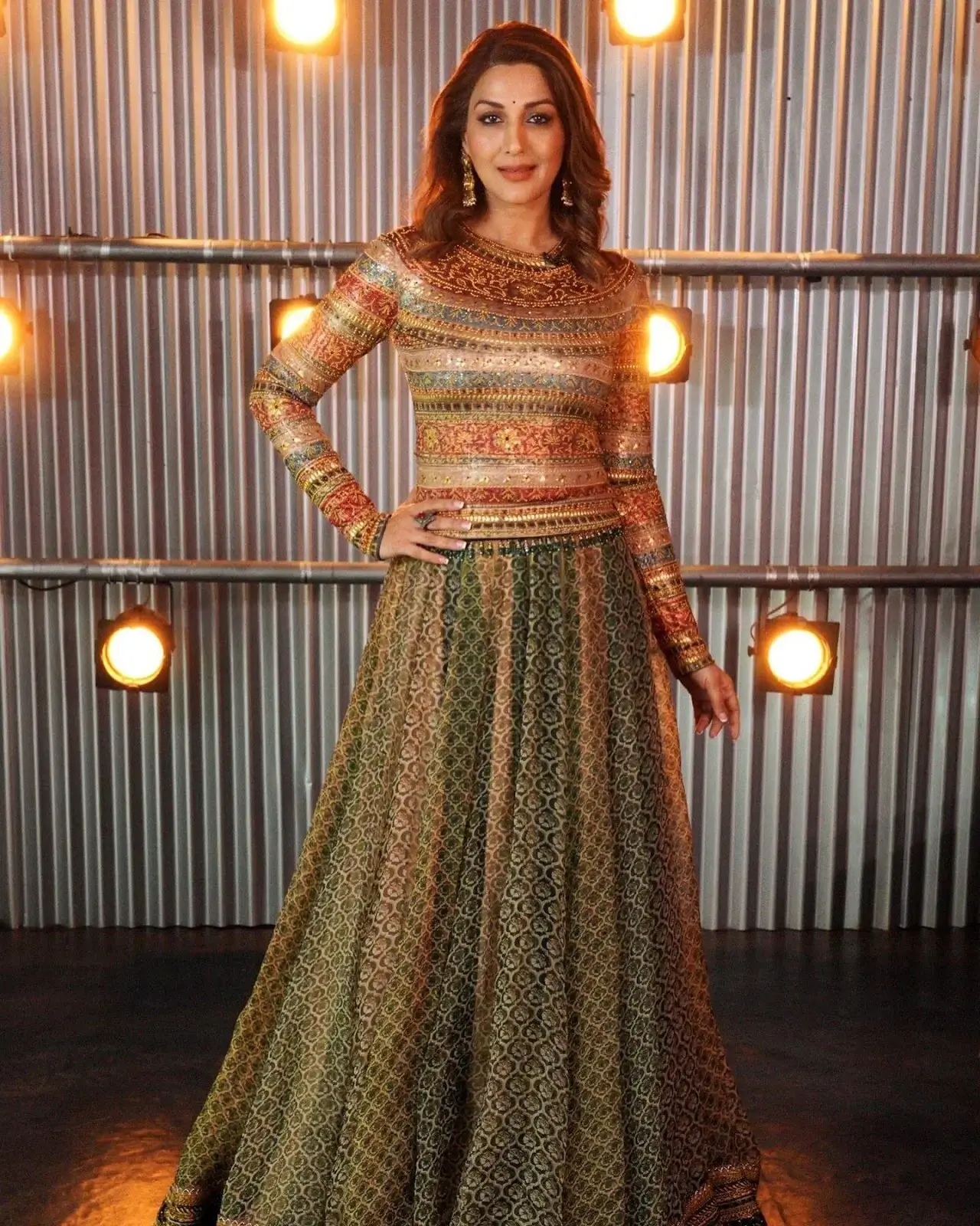 Indian TV Actress Sonali Bendre in Traditional Pink Lehenga Choli